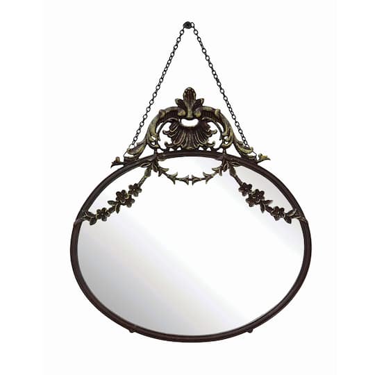 Pewter Framed Mirror with Chain